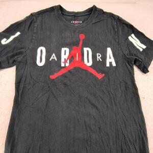 Nike Air Jordan Crew Neck Short Sleeve Graphic Shirt Mens Size Small S Black Red